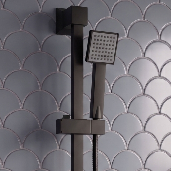 Delphi Swanley Thermostatic Square Bar Mixer Shower with Shower Kit - Black | Product Image
