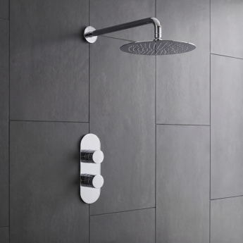 Delphi Theory Chrome Dual Concealed Shower Set with Large Drencher Head | Product Image