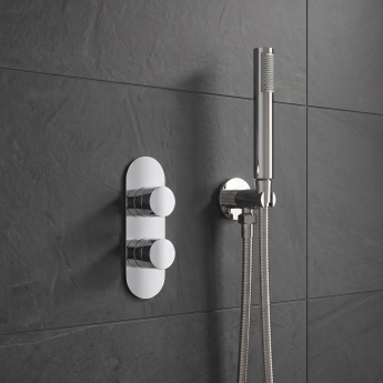 Delphi Theory Chrome Dual Concealed Shower Set with Handset and Bracket | Product Image