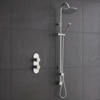 Delphi Theory Chrome Dual Concealed Shower Set with Premium Riser Kit | Product Image