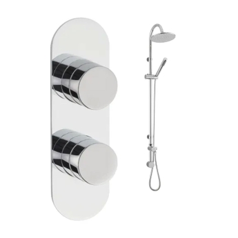 Delphi Theory Chrome Dual Concealed Shower Set with Premium Riser Kit | Product Image