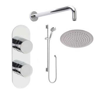 Delphi Theory Chrome Dual Concealed Shower Set with Large Drencher Head and Slide Rail Kit | Product Image