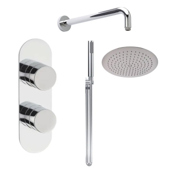 Delphi Theory Chrome Dual Concealed Shower Set with Large Drencher Head and Handset | Product Image