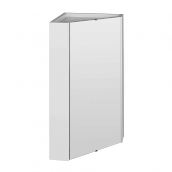 Delphi Tite Corner Mirrored Bathroom Cabinet 650mm H x 459mm W - Gloss White