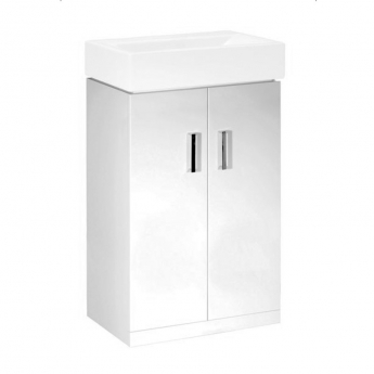 Delphi Tite Floor Standing 2-Door Vanity Unit with Basin 460mm Wide - Gloss White