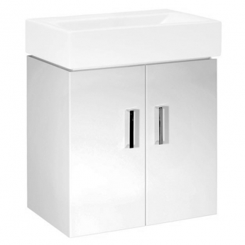 Delphi Tite Wall Hung 2-Door Vanity Unit with Basin 460mm Wide - Gloss White