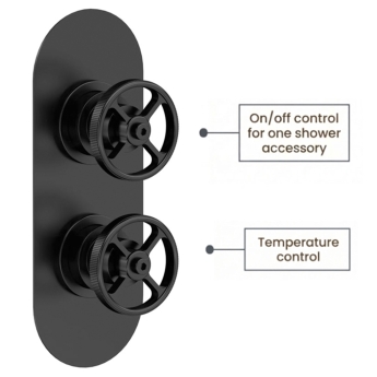 Delphi Turbine Matt Black Dual Concealed Shower Set with Fixed Head | Product Image