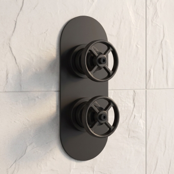 Delphi Turbine Matt Black Dual Concealed Shower Set with Fixed Head | Product Image