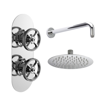 Delphi Turbine Chrome Dual Concealed Shower Set with Fixed Head | Product Image