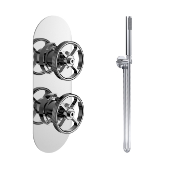 Delphi Turbine Chrome Dual Concealed Shower Set with Handset and Bracket | Product Image