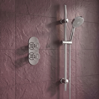 Delphi Turbine Chrome Dual Concealed Shower Set with Slide Rail Kit | Product Image