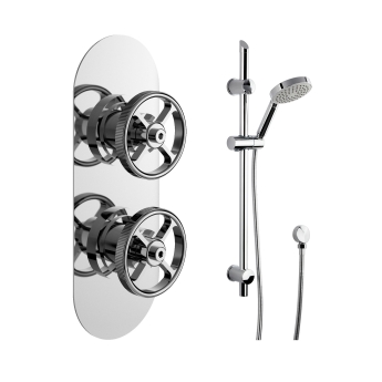 Delphi Turbine Chrome Dual Concealed Shower Set with Slide Rail Kit | Product Image