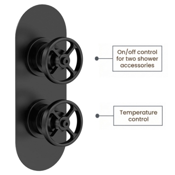 Delphi Turbine Matt Black Dual Concealed Shower Set with Fixed Head and Handset | Product Image