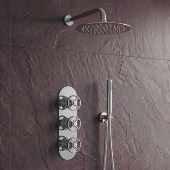 Delphi Turbine Chrome Triple Concealed Shower Set with Fixed Head and Handset | Product Image