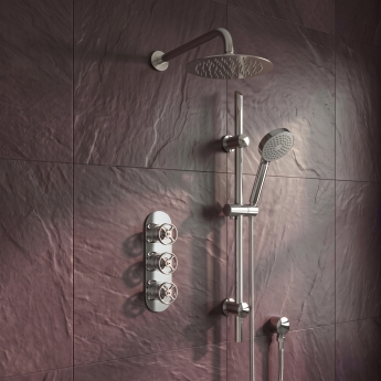 Delphi Turbine Chrome Triple Concealed Shower Set with Fixed Head and Slide Rail Kit | Product Image