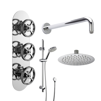 Delphi Turbine Chrome Triple Concealed Shower Set with Fixed Head and Slide Rail Kit | Product Image