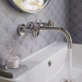 Delphi Turbine Chrome 3-Hole Wall Mounted Basin/Bath Mixer Tap | Product Image