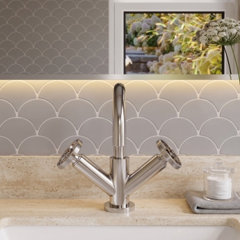 Delphi Turbine Chrome Mono Basin Mixer Tap (inc Press Top Waste) | Product Image