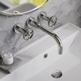 Delphi Turbine Chrome 3-Hole Wall Mounted Basin/Bath Mixer Tap | Product Image