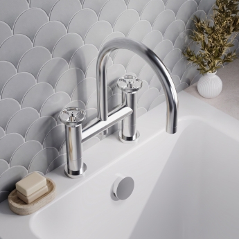 Delphi Turbine Chrome Pillar Mounted Bath Filler Tap | Product Image