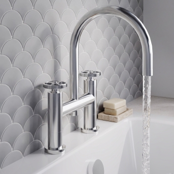 Delphi Turbine Chrome Pillar Mounted Bath Filler Tap | Product Image