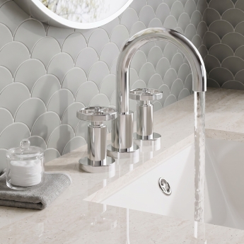 Delphi Turbine Chrome 3-Hole Deck Mounted Basin Mixer Tap (inc Pop-Up Waste) | Product Image
