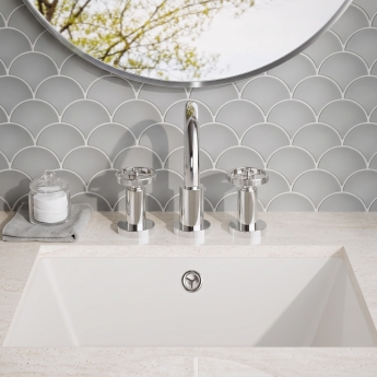 Delphi Turbine Chrome 3-Hole Deck Mounted Basin Mixer Tap (inc Pop-Up Waste) | Product Image