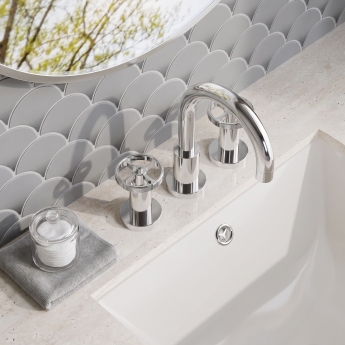 Delphi Turbine Chrome 3-Hole Deck Mounted Basin Mixer Tap (inc Pop-Up Waste) | Product Image