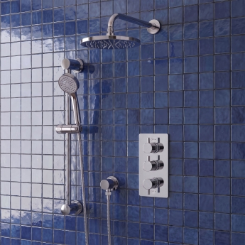 Delphi Twerton Thermostatic Triple Concealed Mixer Shower with Shower Kit + Fixed Shower Head - Chrome | Product Image