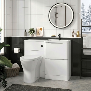 Delphi Vega Satin White 1100mm 2-Drawer Waterproof Bathroom Furniture Combination Unit | Product Image
