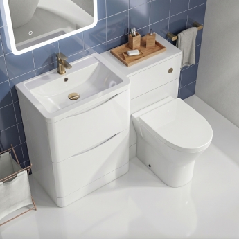 Delphi Vega Satin White 1100mm 2-Drawer Waterproof Bathroom Furniture Combination Unit | Product Image