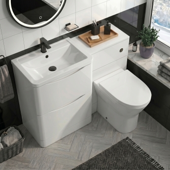 Delphi Vega Satin White 1100mm 2-Drawer Waterproof Bathroom Furniture Combination Unit | Product Image