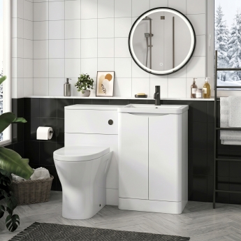 Delphi Vega Satin White 1100mm 2-Door Waterproof Bathroom Furniture Combination Unit | Product Image