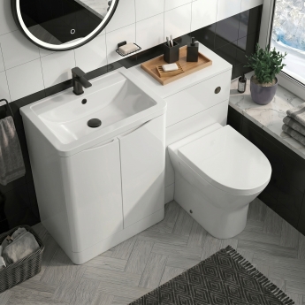 Delphi Vega Satin White 1100mm 2-Door Waterproof Bathroom Furniture Combination Unit | Product Image