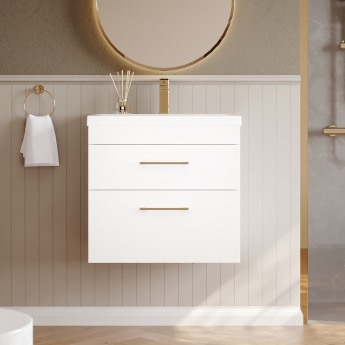Delphi Versa 600mm 2-Drawer Wall Hung Vanity Unit | Product Image