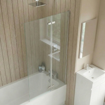 Delphi Vision Chrome Centre Hinged Bath Screen 1400mm x 760mm - 5mm Glass | Product Image