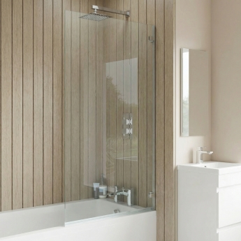 Delphi Vision Chrome Wall Hinged Bath Screen 1400mm x 782mm - 5mm Glass | Product Image