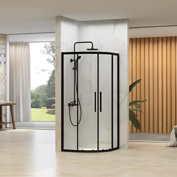 Delphi Vodas 6+ Black Quadrant Shower Enclosure 800mm x 800mm - 6mm Glass