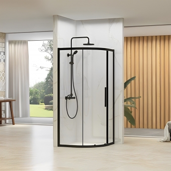 Delphi Vodas 6+ Black 1-Door Quadrant Shower Enclosure 900mm x 900mm - 6mm Glass