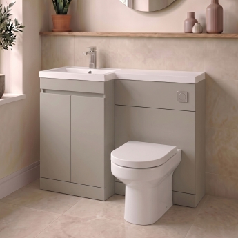 Delphi City 1100mm 2-Door L-Shaped Toilet and Basin Bathroom Furniture Combination Unit | Product Image