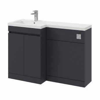 Delphi City 1100mm 2-Door L-Shaped Toilet and Basin Bathroom Furniture Combination Unit | Product Image