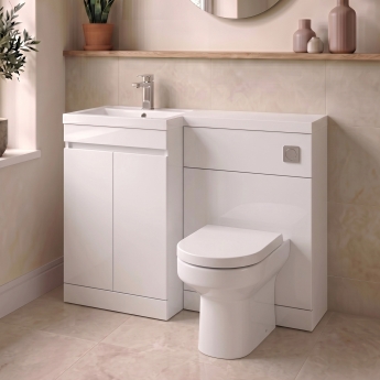 Delphi City 1100mm 2-Door L-Shaped Toilet and Basin Bathroom Furniture Combination Unit | Product Image