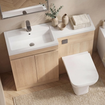 Delphi City 1200mm 2-Door L-Shaped Toilet and Basin Bathroom Furniture Combination Unit | Product Image
