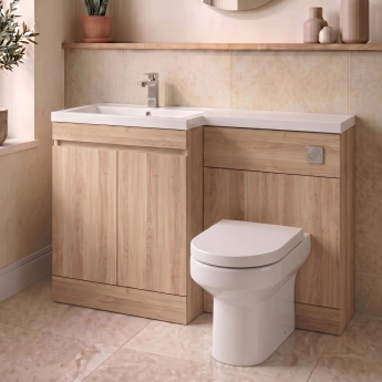 Delphi City 1200mm 2-Door L-Shaped Toilet and Basin Bathroom Furniture Combination Unit | Product Image