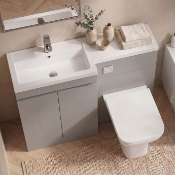 Delphi City 1200mm 2-Door L-Shaped Toilet and Basin Bathroom Furniture Combination Unit | Product Image