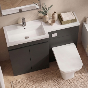Delphi City 1200mm 2-Door L-Shaped Toilet and Basin Bathroom Furniture Combination Unit | Product Image