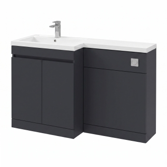 Delphi City 1200mm 2-Door L-Shaped Toilet and Basin Bathroom Furniture Combination Unit | Product Image