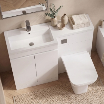 Delphi City 1200mm 2-Door L-Shaped Toilet and Basin Bathroom Furniture Combination Unit | Product Image