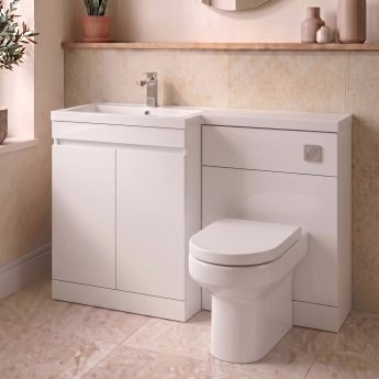 Delphi City 1200mm 2-Door L-Shaped Toilet and Basin Bathroom Furniture Combination Unit | Product Image
