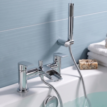 Delphi Whitby Chrome Pillar Mounted Bath Shower Mixer Tap (inc Kit) | Product Image